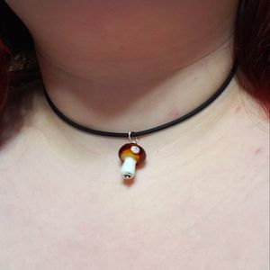 Dangly Black Mushroom Choker Necklace